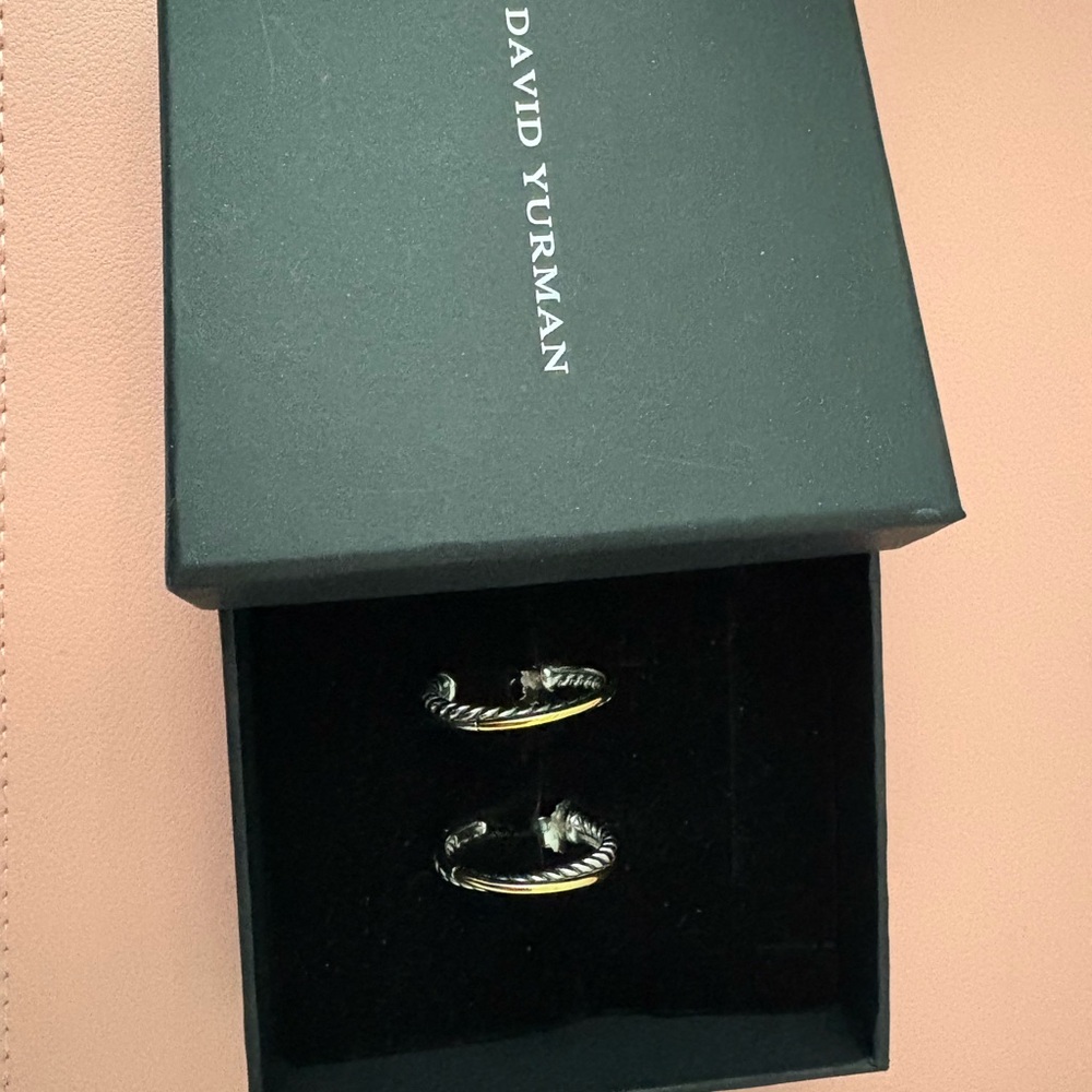 David Yurman Silver and Gold Twisted Earrings
